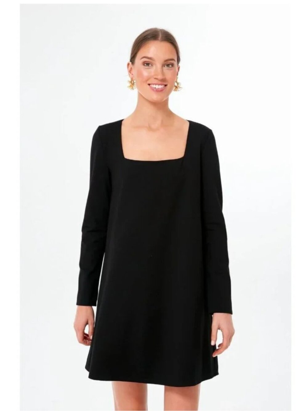 TUCKERNUCK Long Sleeve Middleton Mini Dress Square Neck in Black Size M